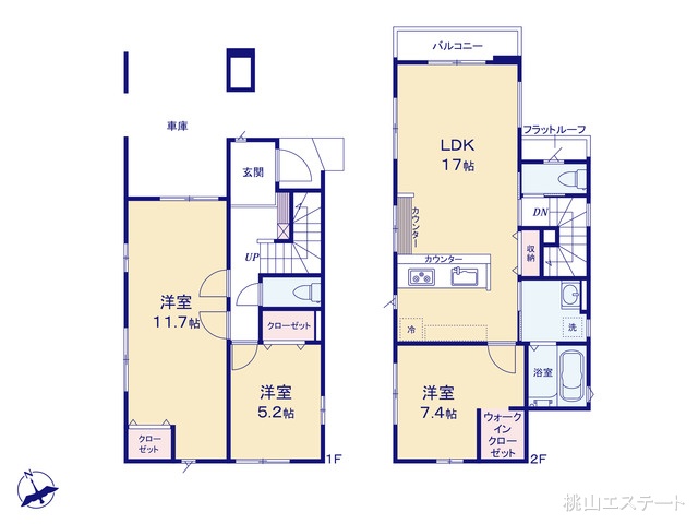 愛知県名古屋市天白区塩釜口２丁目の新築戸建て 3LDK間取図 ※図面と異なる場合は現況を優先