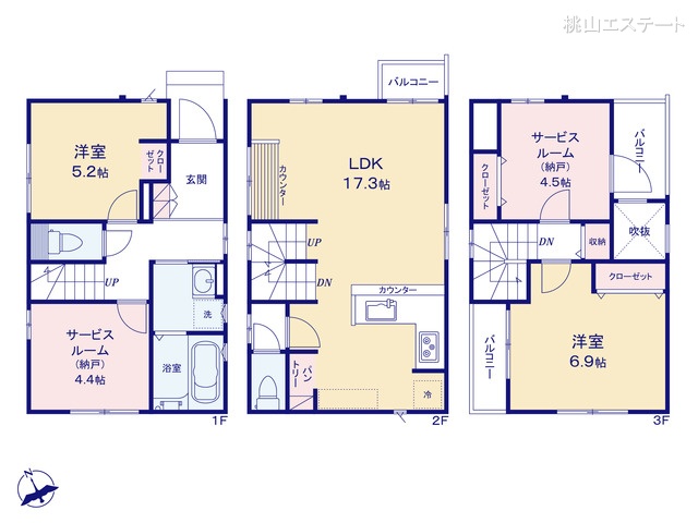 愛知県名古屋市天白区塩釜口２丁目の新築戸建て 2SLDK間取図 ※図面と異なる場合は現況を優先