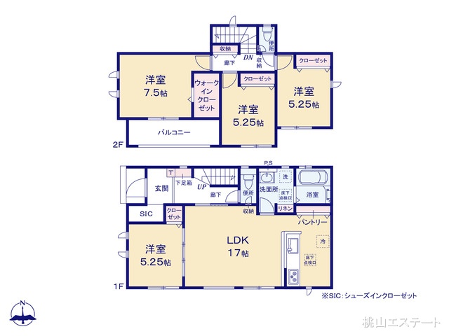 愛知県名古屋市中川区下之一色町字松蔭7丁目の新築戸建て 4LDK間取図 ※図面と異なる場合は現況を優先