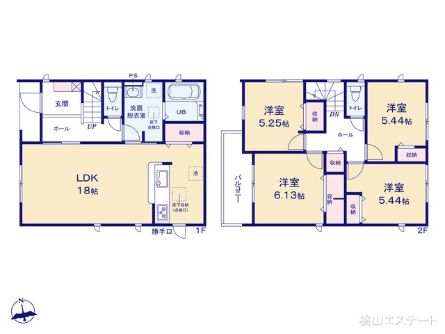 愛知県長久手市岩作三ケ峯の新築戸建て 4LDK間取図 ※図面と異なる場合は現況を優先