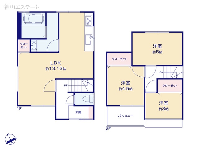 愛知県名古屋市中川区百船町の中古戸建て 3LDK間取図 ※図面と異なる場合は現況を優先