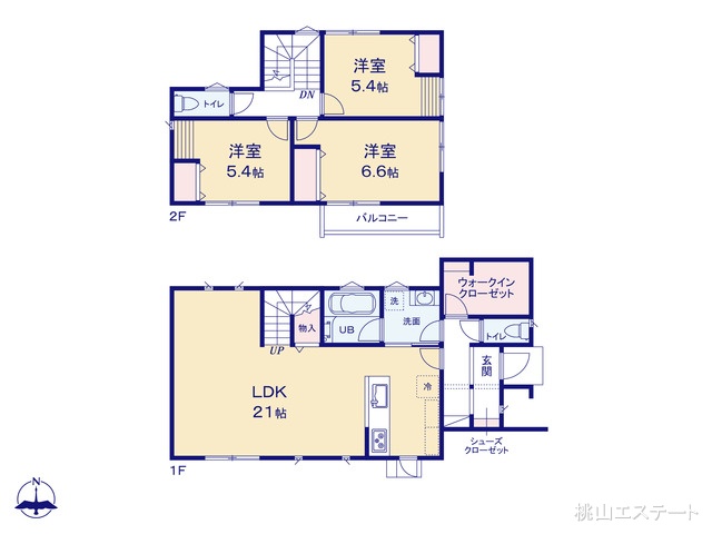 愛知県長久手市岩作東中の新築戸建て 3LDK間取図 ※図面と異なる場合は現況を優先