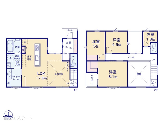愛知県名古屋市守山区城土町の新築戸建て 4LDK間取図 ※図面と異なる場合は現況を優先