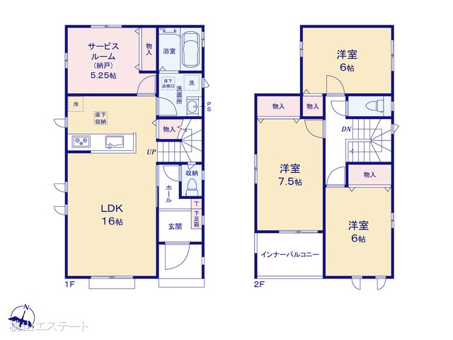 愛知県名古屋市天白区海老山町の新築戸建て 3SLDK間取図 ※図面と異なる場合は現況を優先