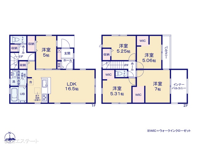 愛知県名古屋市港区福前2丁目の新築戸建て 5LDK間取図 ※図面と異なる場合は現況を優先