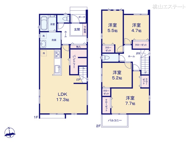 愛知県名古屋市北区福徳町５丁目の新築戸建て 4LDK間取図 ※図面と異なる場合は現況を優先