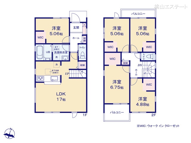 愛知県名古屋市守山区笹ヶ根３丁目の新築戸建て 5LDK間取図 ※図面と異なる場合は現況を優先