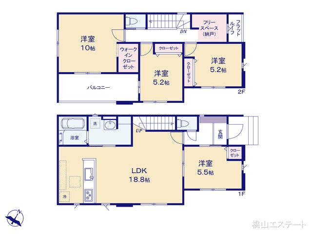 愛知県名古屋市港区遠若町１丁目の新築戸建て 4LDK間取図 ※図面と異なる場合は現況を優先