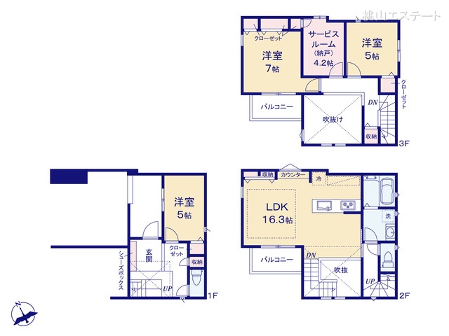 愛知県名古屋市昭和区川名本町３丁目の新築戸建て 3SLDK間取図 ※図面と異なる場合は現況を優先