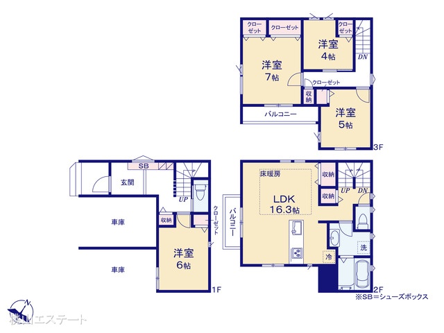 愛知県名古屋市南区呼続2丁目の新築戸建て 4LDK間取図 ※図面と異なる場合は現況を優先