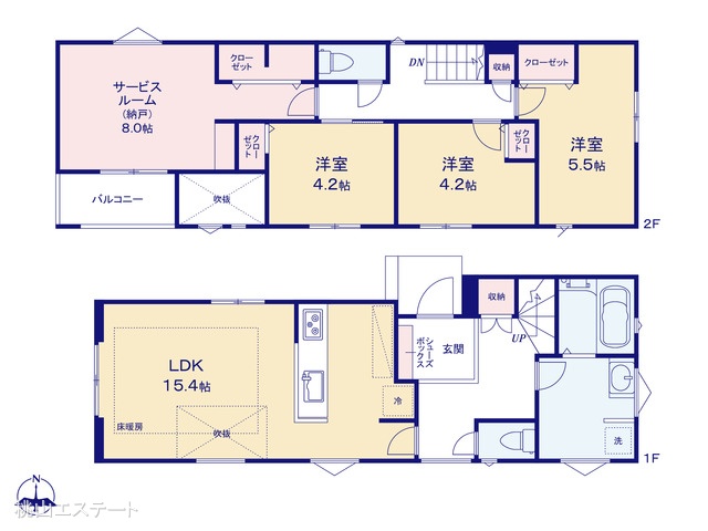 愛知県名古屋市中村区諏訪町2丁目の新築戸建て 3SLDK間取図 ※図面と異なる場合は現況を優先