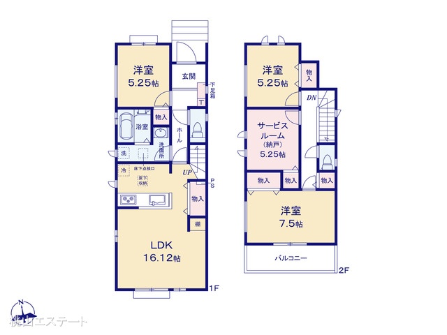 愛知県名古屋市港区東茶屋１丁目の新築戸建て 3SLDK間取図 ※図面と異なる場合は現況を優先