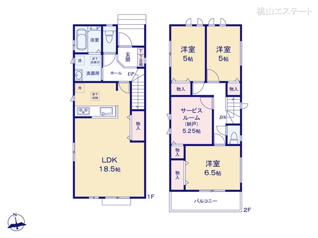愛知県名古屋市港区東茶屋１丁目の新築戸建て 3SLDK間取図 ※図面と異なる場合は現況を優先