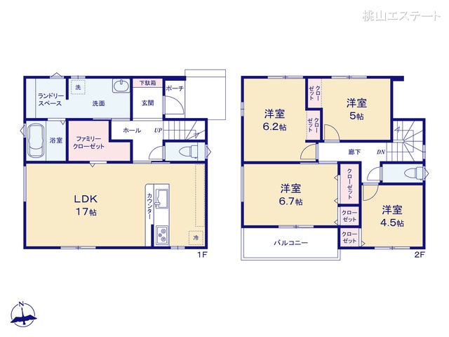 愛知県名古屋市港区七反野1丁目の新築戸建て 4LDK間取図 ※図面と異なる場合は現況を優先