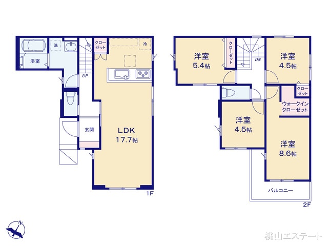 愛知県名古屋市名東区平和が丘２丁目の新築戸建て 4LDK間取図 ※図面と異なる場合は現況を優先