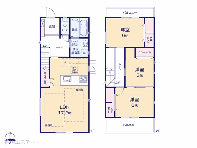 愛知県名古屋市天白区植田山５丁目の中古戸建て 3LDK間取図 ※図面と異なる場合は現況を優先