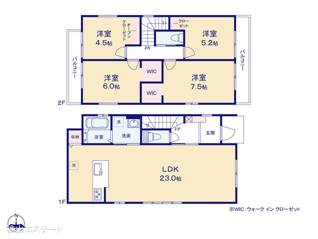 愛知県名古屋市中川区打出1丁目の新築戸建て 4LDK間取図 ※図面と異なる場合は現況を優先