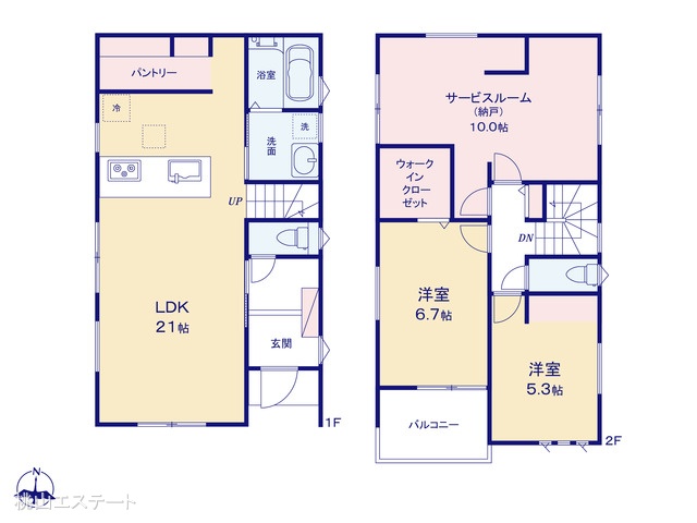 愛知県名古屋市中川区中野新町6丁目の新築戸建て 2SLDK間取図 ※図面と異なる場合は現況を優先