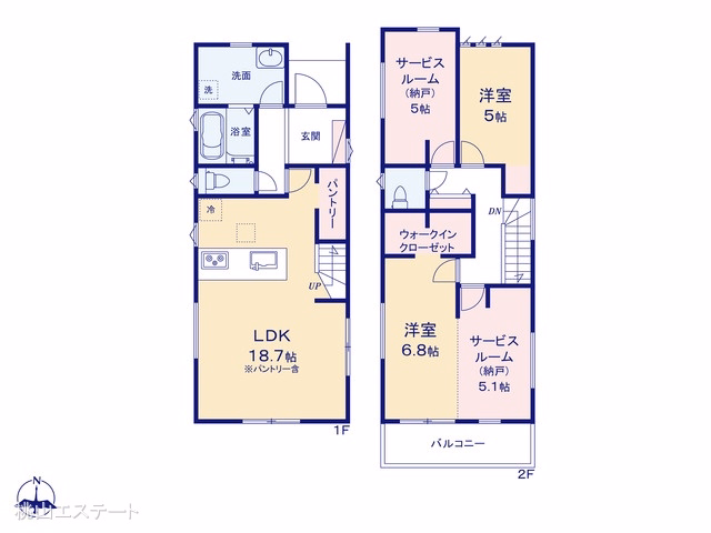 名古屋市北区東味鋺3丁目(戸建)01 間取図