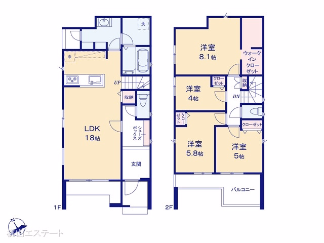 名古屋市北区楠味鋺3丁目（戸建）01 間取図