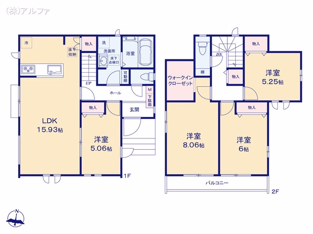 新築戸建て 練馬区大泉学園町8丁目351番 A号棟 間取図