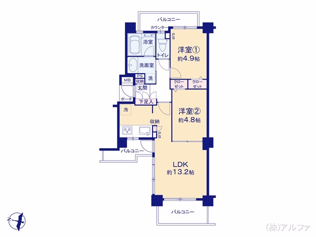 中古マンション エクストール世田谷千歳 間取図