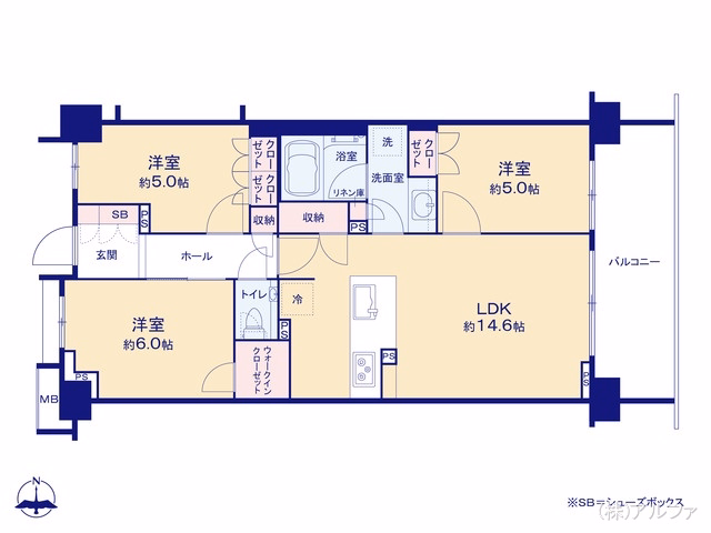 中古マンション パークナード経堂 間取図
