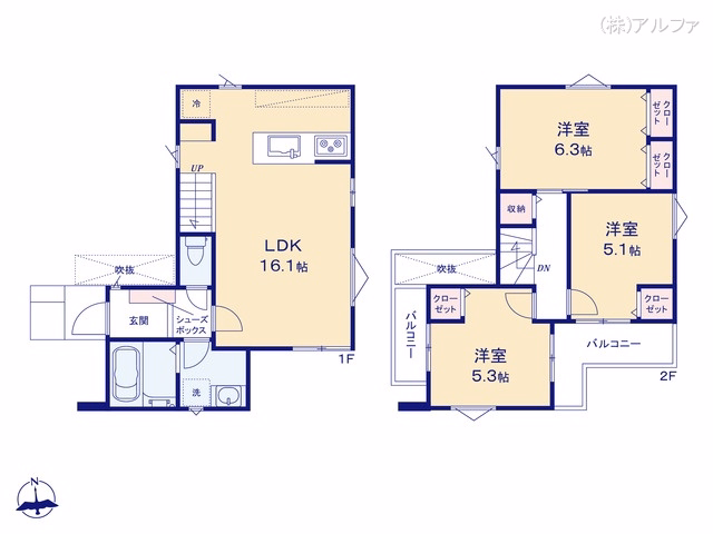 新築戸建て 杉並区上高井戸218 No.1 間取図