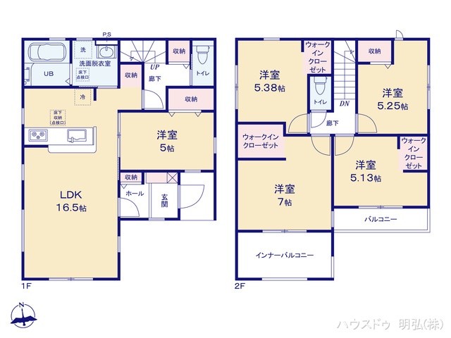 愛知県江南市宮田町　本郷の新築戸建て 5LDK間取図 ※図面と異なる場合は現況を優先