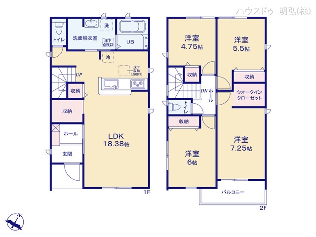 愛知県江南市河野町川西の新築戸建て 4LDK間取図 ※図面と異なる場合は現況を優先