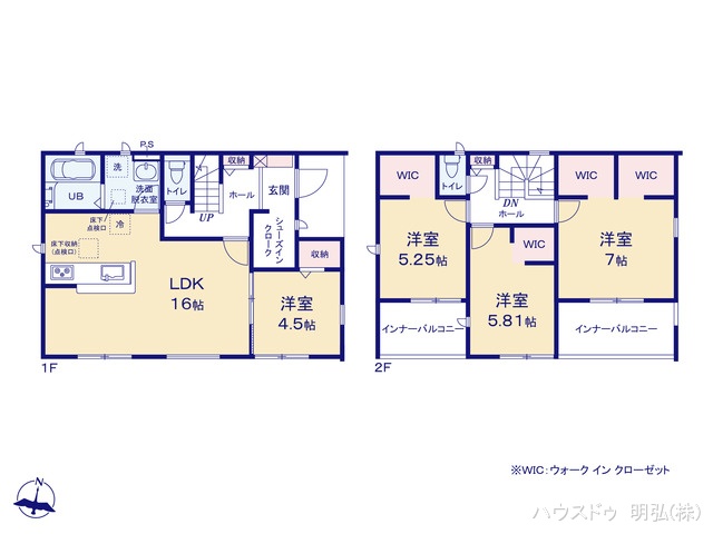 愛知県江南市河野町河野の新築戸建て 4LDK間取図 ※図面と異なる場合は現況を優先