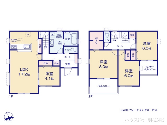 愛知県江南市安良町郷中の新築戸建て 4LDK間取図 ※図面と異なる場合は現況を優先