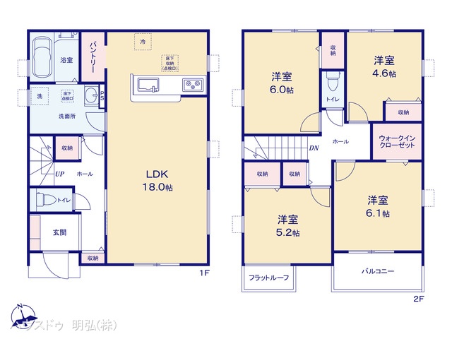 愛知県江南市安良町郷中の新築戸建て 4LDK間取図 ※図面と異なる場合は現況を優先