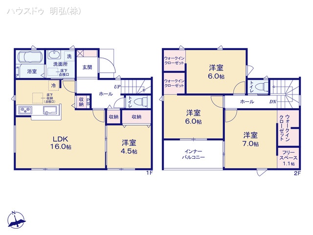 愛知県岩倉市大山寺町神田の新築戸建て 4LDK間取図 ※図面と異なる場合は現況を優先