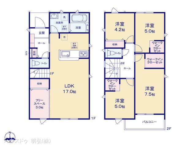 愛知県岩倉市八剱町郷の新築戸建て 4LDK間取図 ※図面と異なる場合は現況を優先