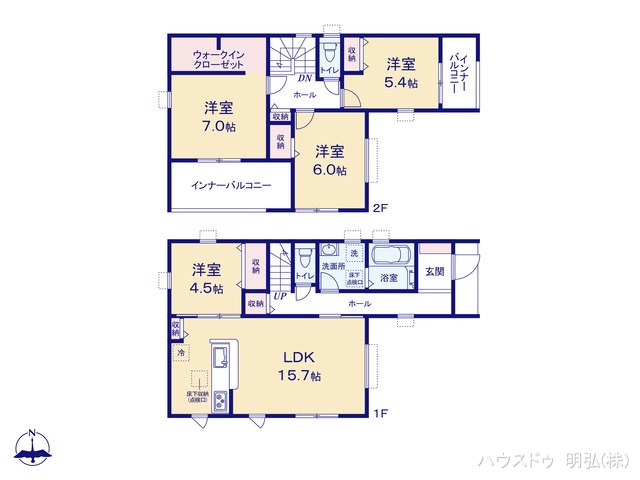 愛知県岩倉市八剱町郷の新築戸建て 4LDK間取図 ※図面と異なる場合は現況を優先