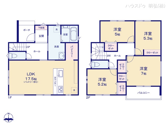 愛知県北名古屋市六ツ師松葉の新築戸建て 4LDK間取図 ※図面と異なる場合は現況を優先