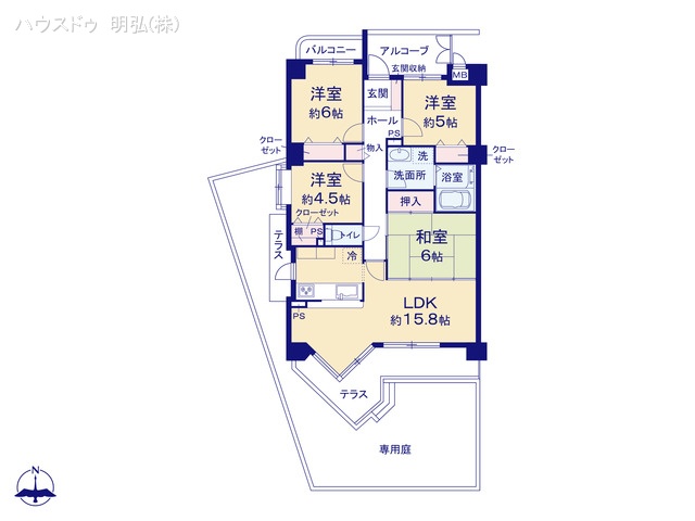 愛知県北名古屋市熊之庄古井のマンション『ビューパレス師勝』 4LDK間取図 ※図面と異なる場合は現況を優先