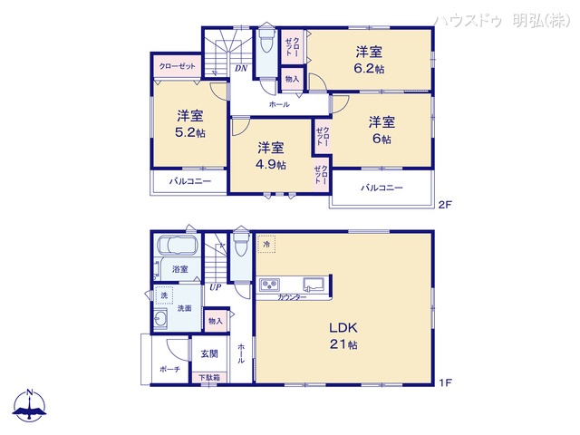 愛知県小牧市大字本庄の新築戸建て 4LDK間取図 ※図面と異なる場合は現況を優先