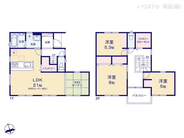 愛知県小牧市中央3丁目の新築戸建て 3LDK間取図 ※図面と異なる場合は現況を優先