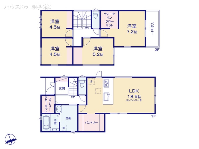 愛知県北名古屋市鍜治ケ一色村内西の新築戸建て 4LDK間取図 ※図面と異なる場合は現況を優先