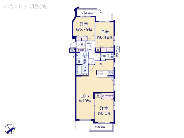 愛知県小牧市堀の内４丁目のマンション『シャトー小牧山』 3LDK間取図 ※図面と異なる場合は現況を優先