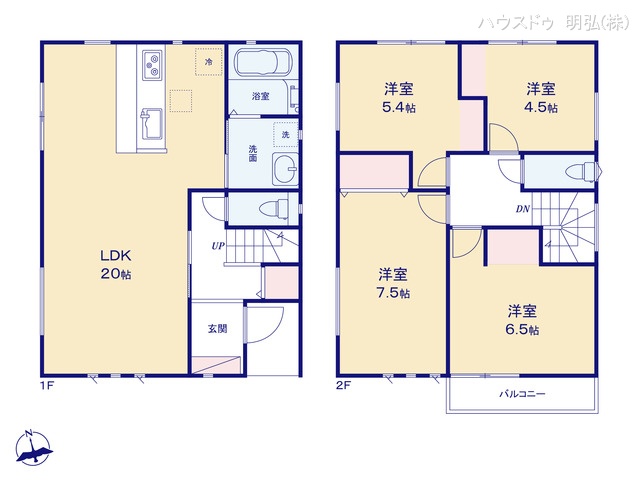 愛知県小牧市中央３丁目の新築戸建て 4LDK間取図 ※図面と異なる場合は現況を優先