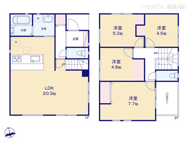 愛知県小牧市中央３丁目の新築戸建て 4LDK間取図 ※図面と異なる場合は現況を優先