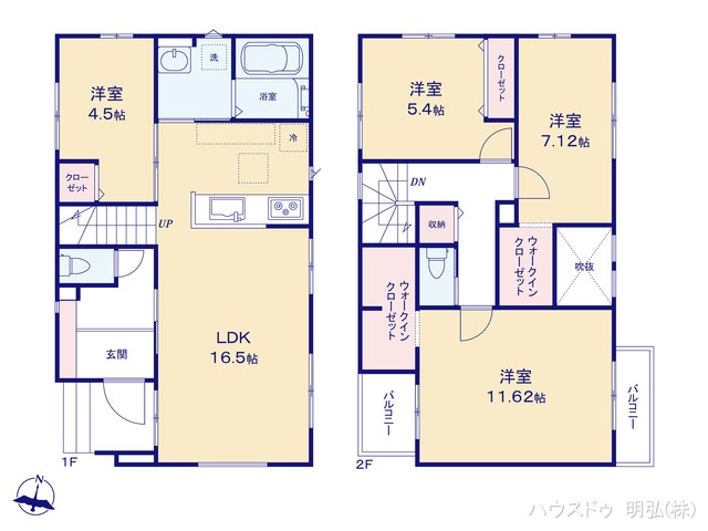 愛知県小牧市大字東田中の新築戸建て 4LDK間取図 ※図面と異なる場合は現況を優先