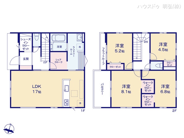 愛知県小牧市大字東田中の新築戸建て 4LDK間取図 ※図面と異なる場合は現況を優先