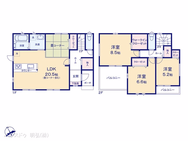 愛知県江南市今市場町秋津の新築戸建て 3LDK間取図 ※図面と異なる場合は現況を優先