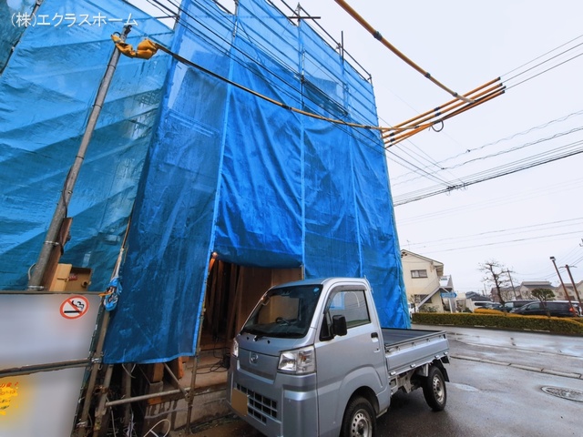 埼玉県春日部市中央５丁目の新築戸建て上棟写真 2026年3月2日撮影