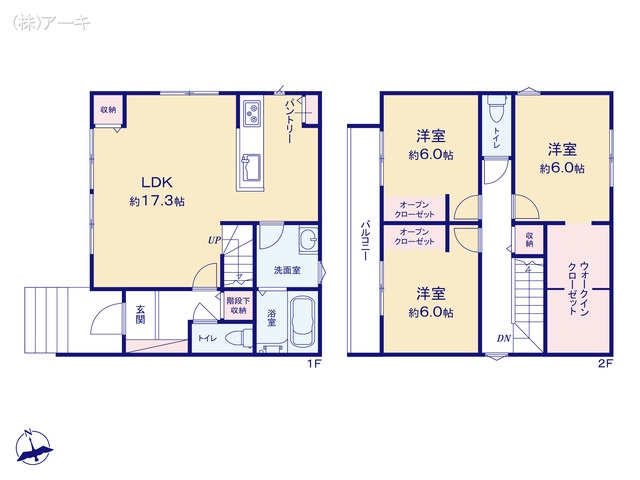 愛知県大府市半月町４丁目の新築戸建て 3LDK間取図 ※図面と異なる場合は現況を優先
