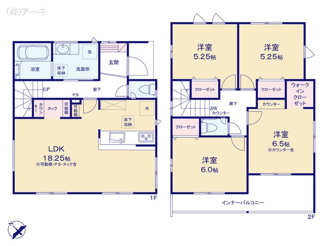 愛知県知多市八幡字荒井の新築戸建て 4LDK間取図 ※図面と異なる場合は現況を優先
